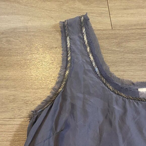 Ann Taylor Loft womens purple grey embellished neckline silk tank top size small - Picture 4 of 7